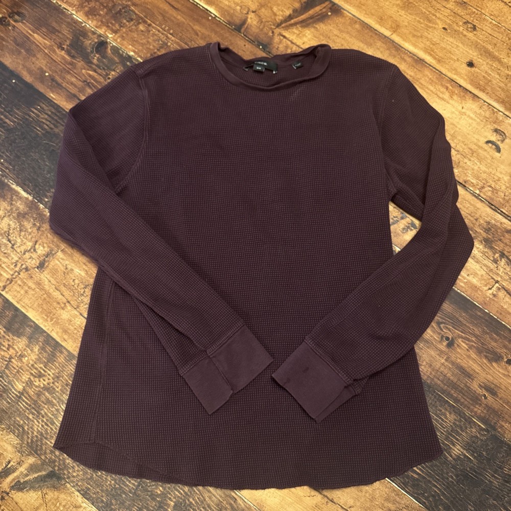 Vince Men's Terracotta Waffle Knit Crew-Neck Long Sleeve T-Shirt $155 Size m