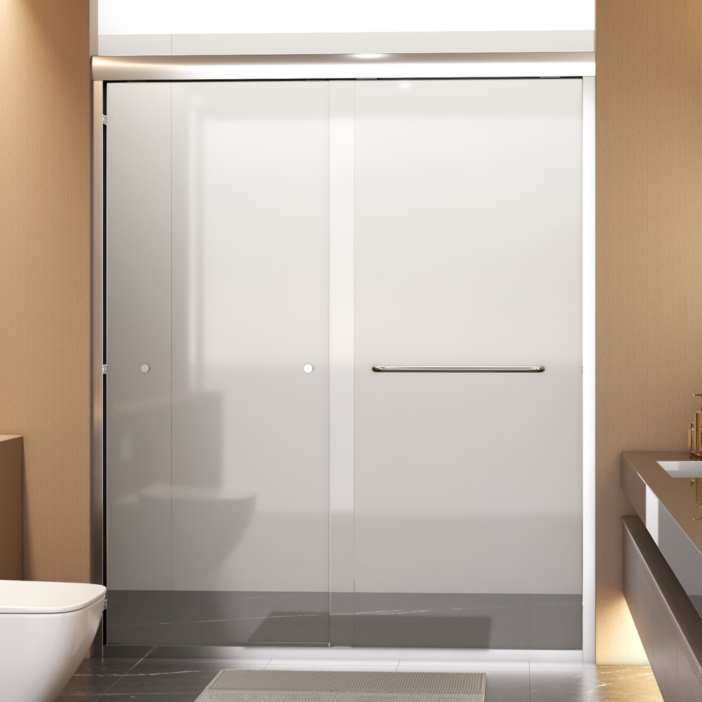 Forlan 56-60 x 72 Semi-Frameless Double Sliding Shower Door Silver USA