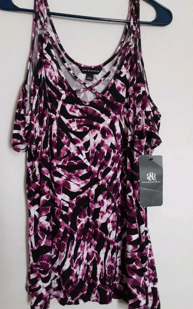 Rock & Republic Cold Shoulder Short Sleeve Xl Nwt