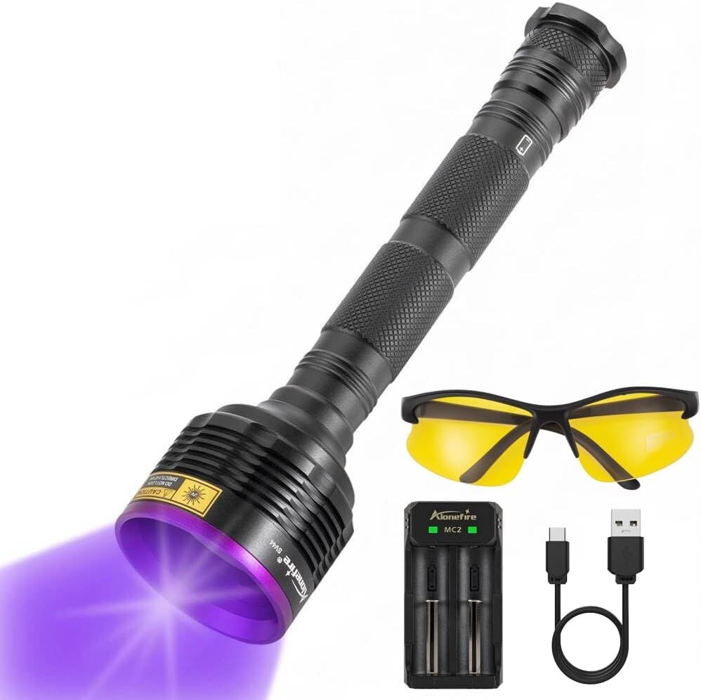 Alonefire SV44 20W 365nm UV Flashlight USB Rechargeable Ultraviolet Black Light