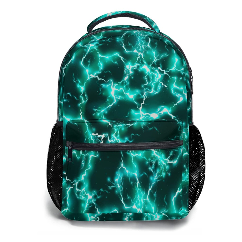 Teal Backpack for Boys Girls Cool Lightning Durable Casual Basic Kids Bookbag...