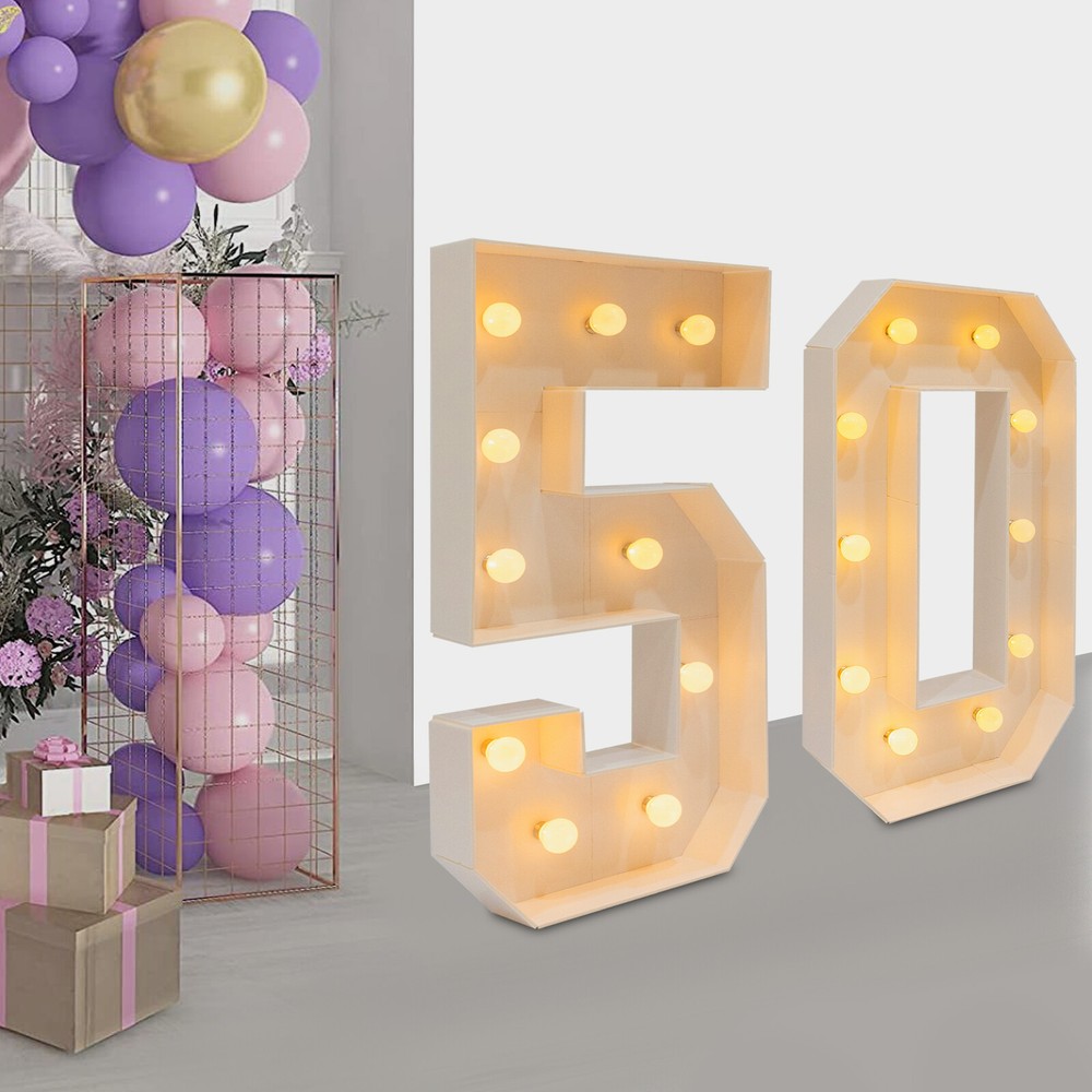 50th Birthday Marquee Number Lights for Wedding Anniversary Decorations