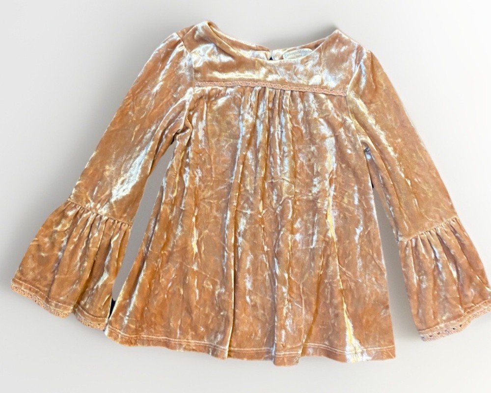 Girls 3T Pink Crushed Velvet Long Sleeve Shirt Used Good Condition