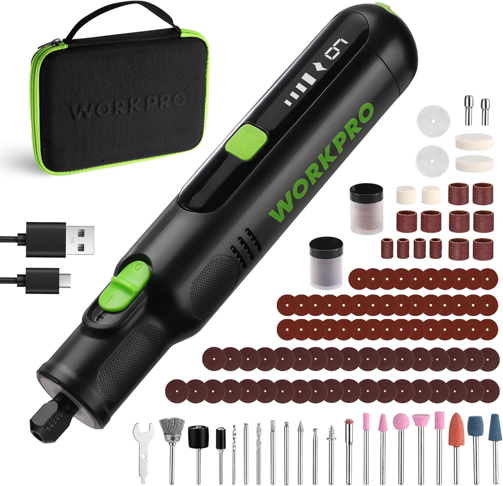 Cordless Rotary Tool, 8V Rotary Tool Kit with 117 Accessories, 6 Variable Speed,