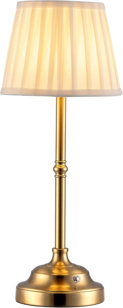 KDG Cordless Bronze Beige Fabric Shade Desk Lamp Portable Table Light