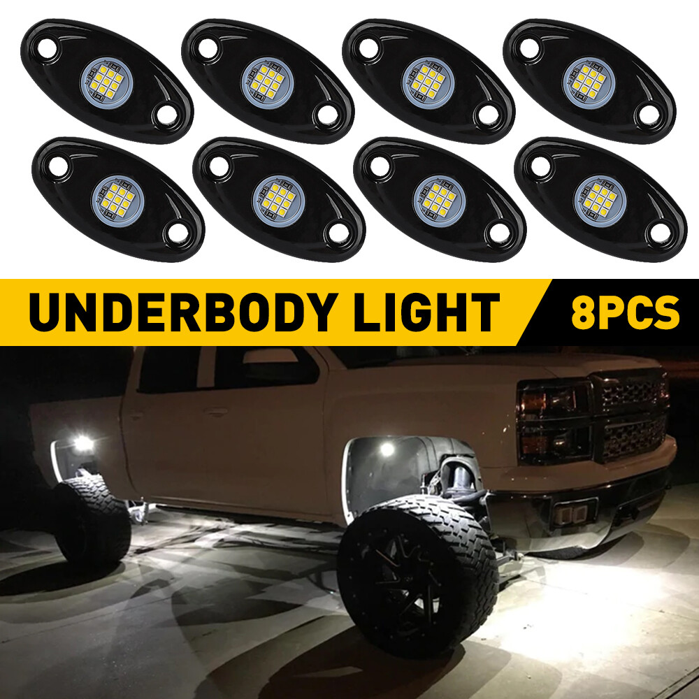 White 8Pods LED Rock Lights For Jeep Boat Offroad Truck UTV ATV Underbody Lights