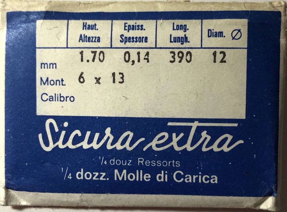 Sicura 1X Mainspring 1.70x0.14mm 12 Spring Watch Length 390 F1 UAGU 6x13mm  