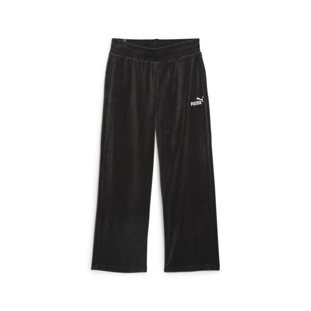 Puma Essentials Elevated Velour Straight Pants Womens Black Casual Athletic Bott