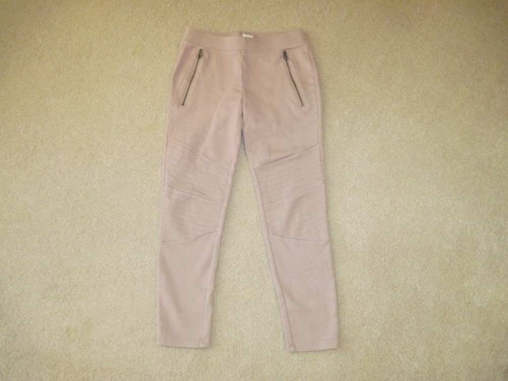 GAP KIDS CROPPED LEGGINGS GIRLS 8 SOFT PINK/MAUVE, ZIP FAUX POCKETS, COMFY SOFT