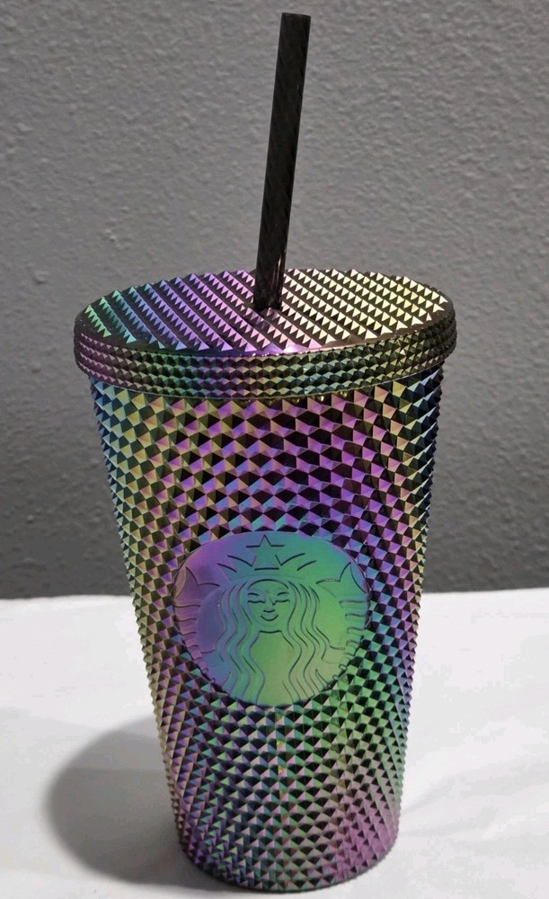 Starbucks 16oz Rainbow Oil Slick Studded Tumbler Grande Cold Cup Fall 2023