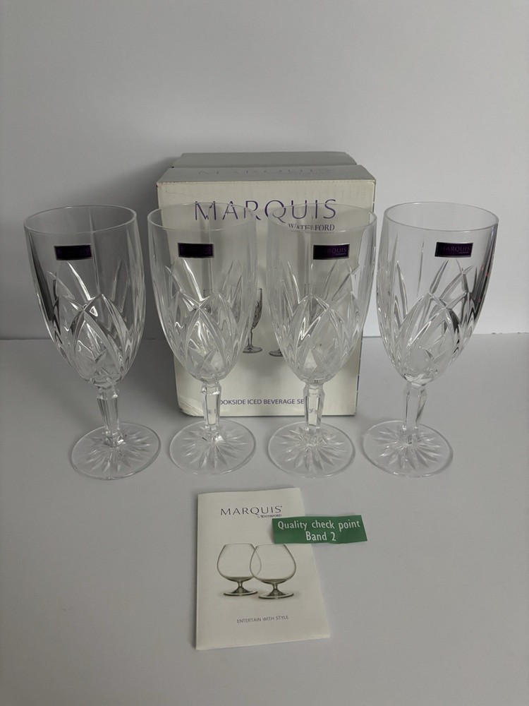 Waterford Marquis Brookside Crystal Iced Beverage Glasses Set of 4