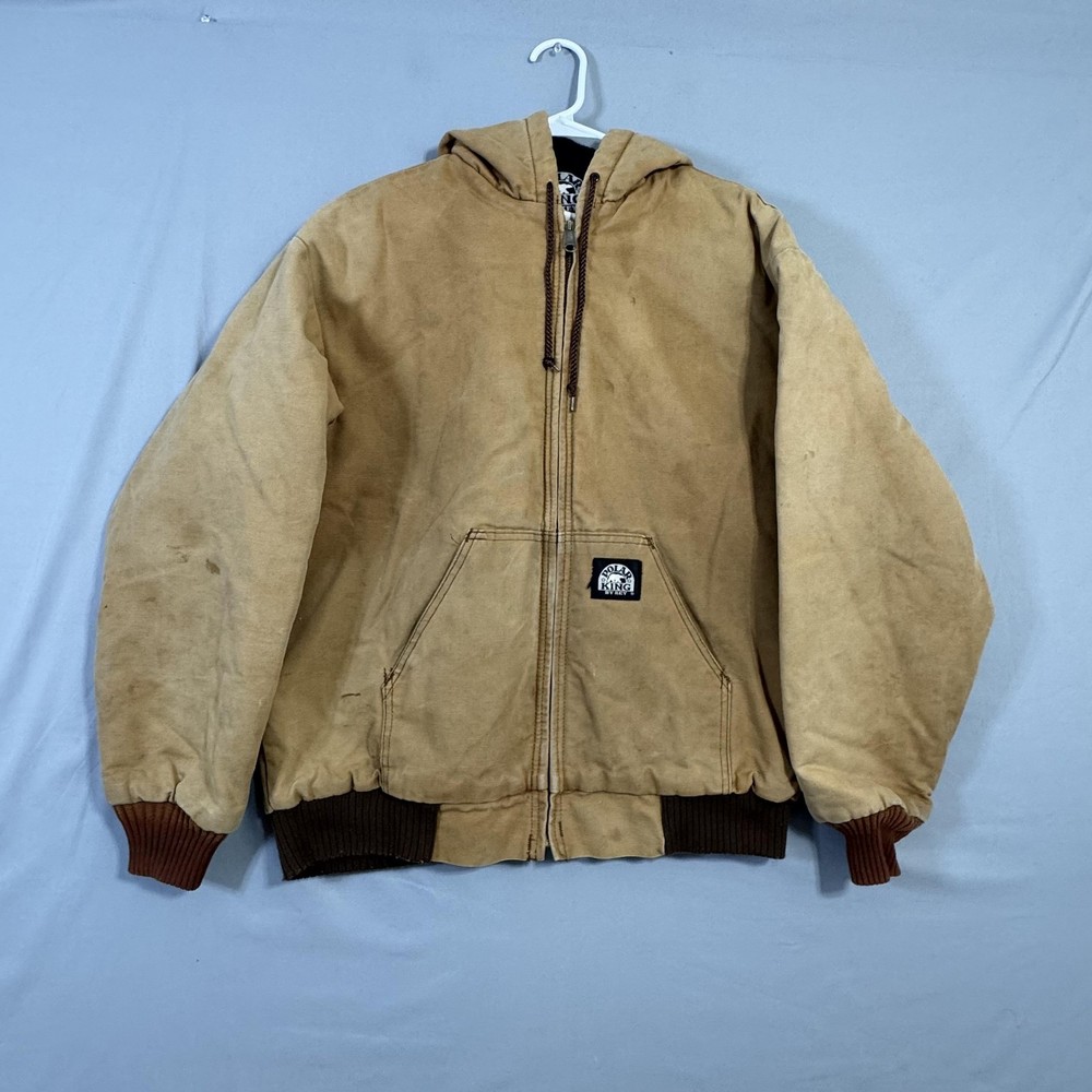 Polar King Mens XL Brown Hooded Full Zip Work Jacket Canvas USA Made