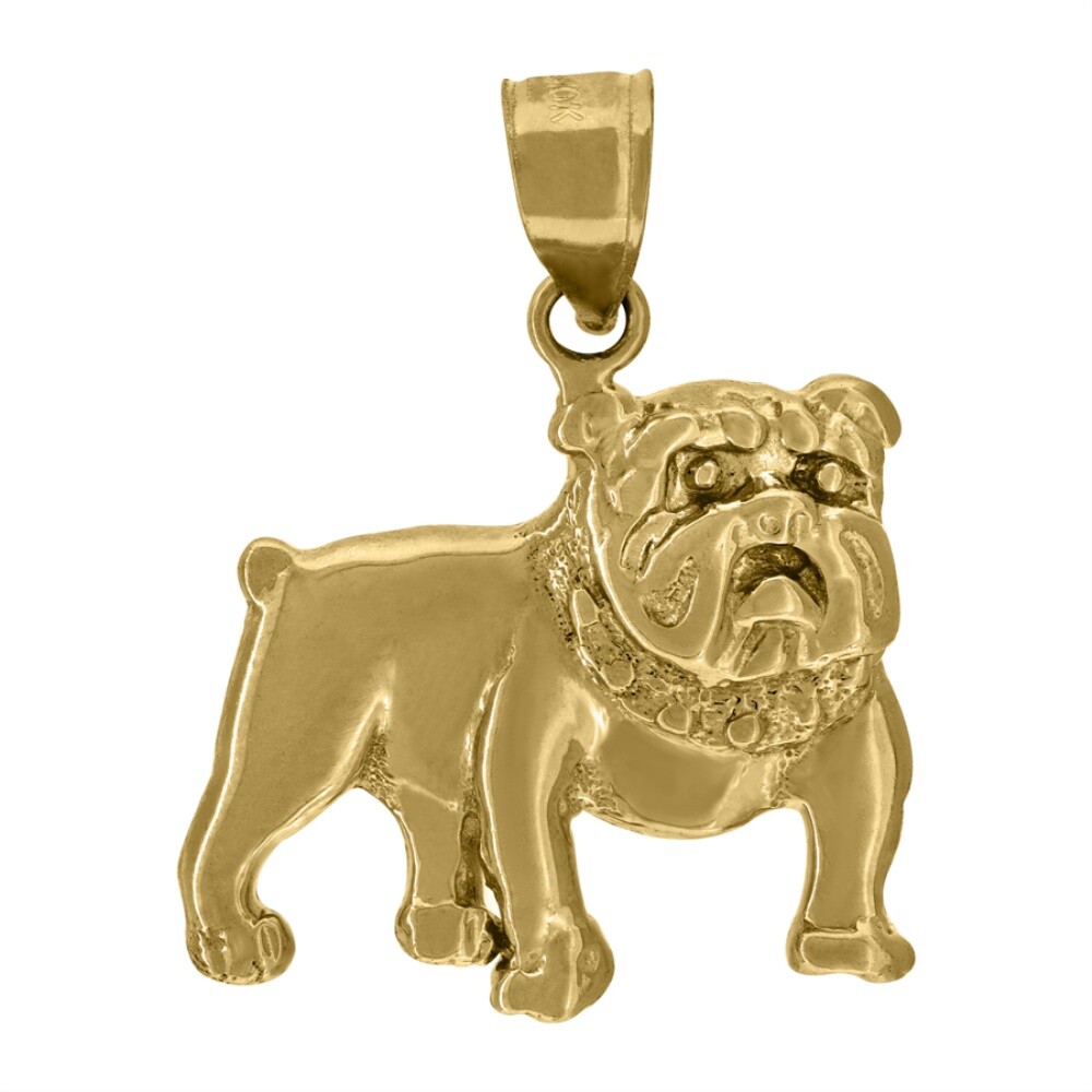 10k Yellow Gold Textured Bull Dog Animal Charm Pendant 1.83gm