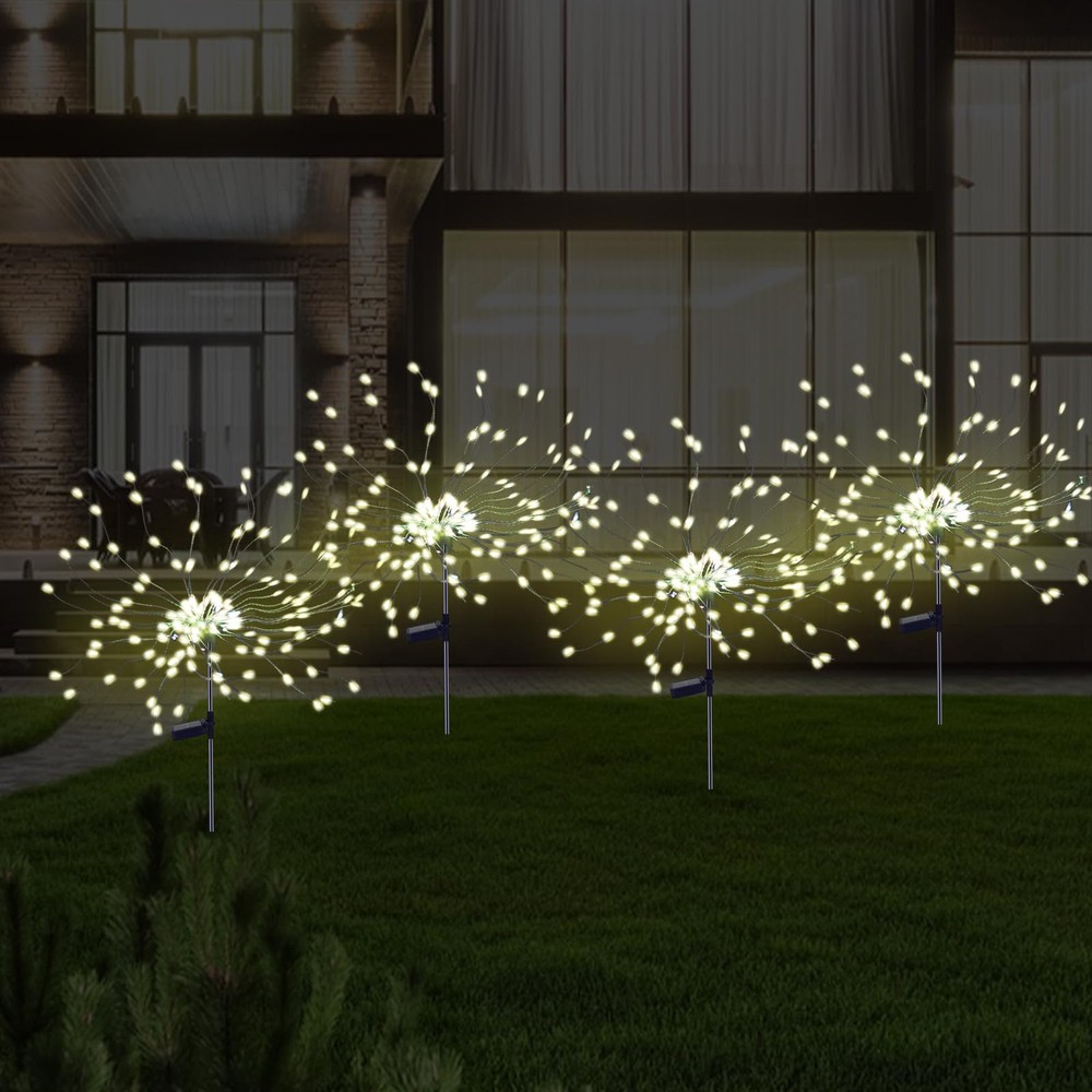 4 Pcs 175 LED Solar Firework Lights for Outdoor Yard Garden