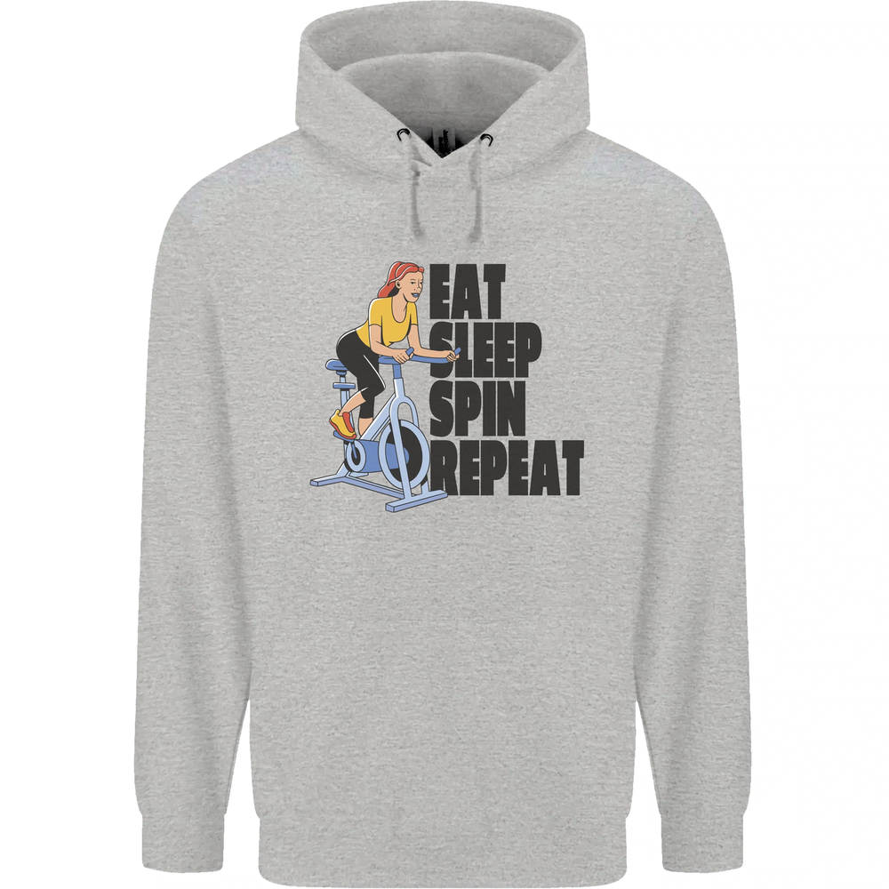 Spinning Eat Sleep Spin Repeat Cycling Mens 80% Cotton Hoodie
