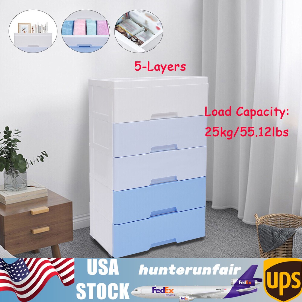 5-Drawer Storage Cabinet for Home Office 45x30x84cm Closet Organizer  