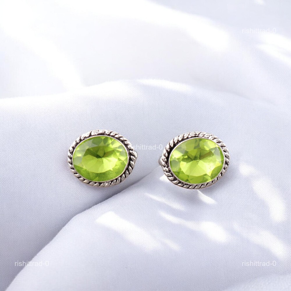 Peridot Gemstone 925 Silver Green New Year Gift Designer Brothers Cufflinks