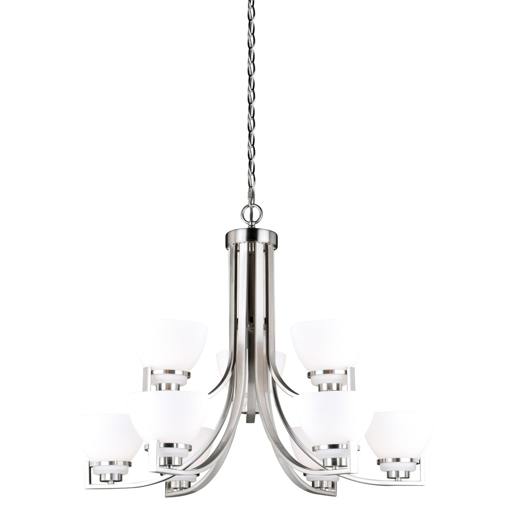 Vaxcel Metropolis 9-Light 32W Nickel Chandelier for Modern Interiors
