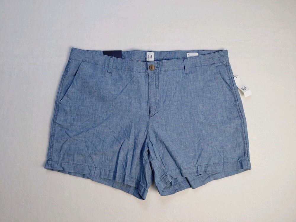 Gap Shorts Women's Blue Chambray City Casual Chino Mid Rise 5