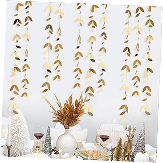 Party Decorations Leaf Garland Hanging Paper Leaves Streamer Banner for Gold