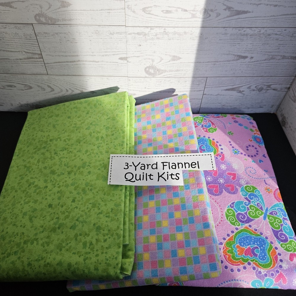 Cuddly Flannel Prints 3 Yard Coordinated Quilt Kit New