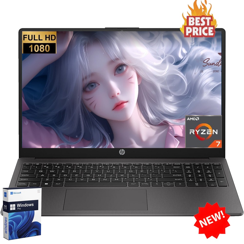 HP 255 G10 Student Laptop 15.6 in AMD Ryzen 7 UpTo 64GB RAM 4TB Windows 11 Pro