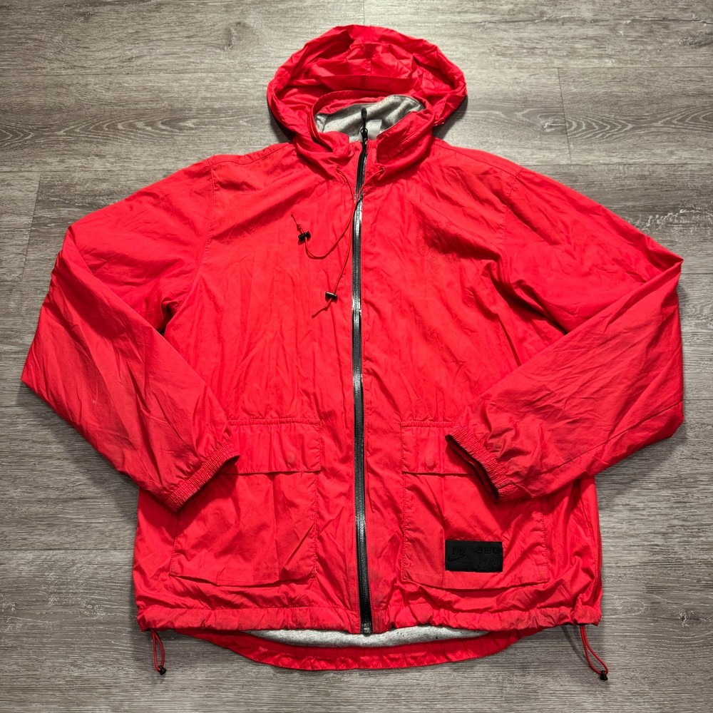 Vintage Nike Jacket Mens Large Red 90s Rain  Windbreaker Outdoor Lined Warmup