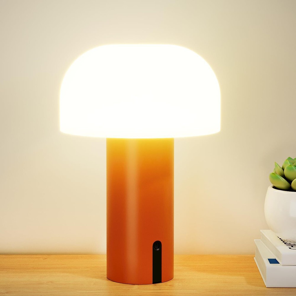 Rechargeable Orange Lamp, Cordless LED Table Lamp 4000mAh Battery Operated To...
