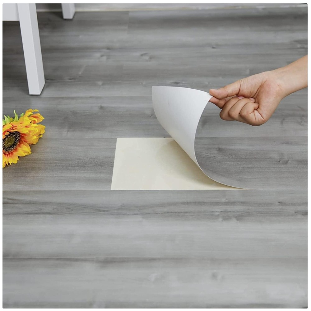 Natural Grey Wood Grain Peel and Stick Tiles 15 Sq.Ft for Kitchen Bathroom Backsplash