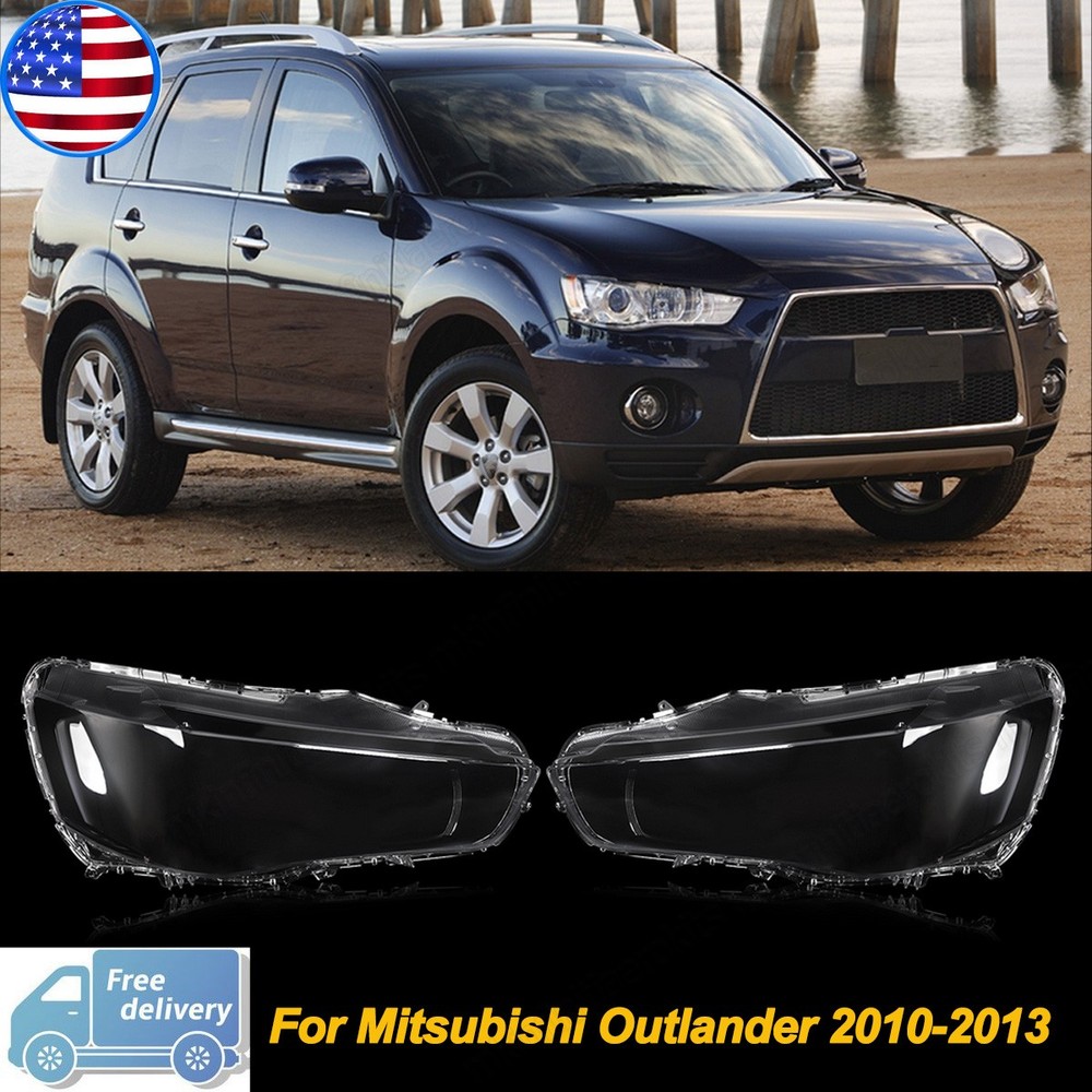 Pair For 2010-2013 Mitsubishi Outlander Left & Right Front Headlight Lens Covers