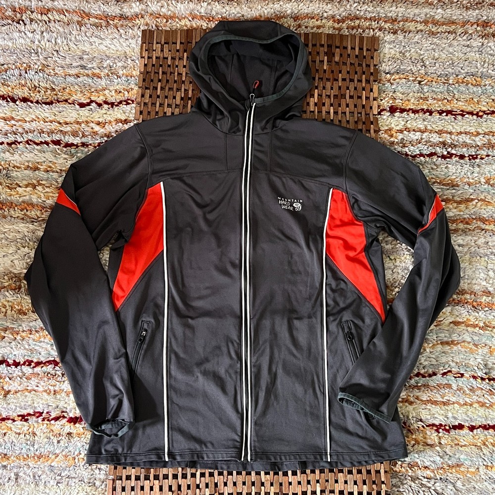 Mountain Hardwear Full Zip Base Layer Tech Hoodie Hoody Grey Men's Size Large L