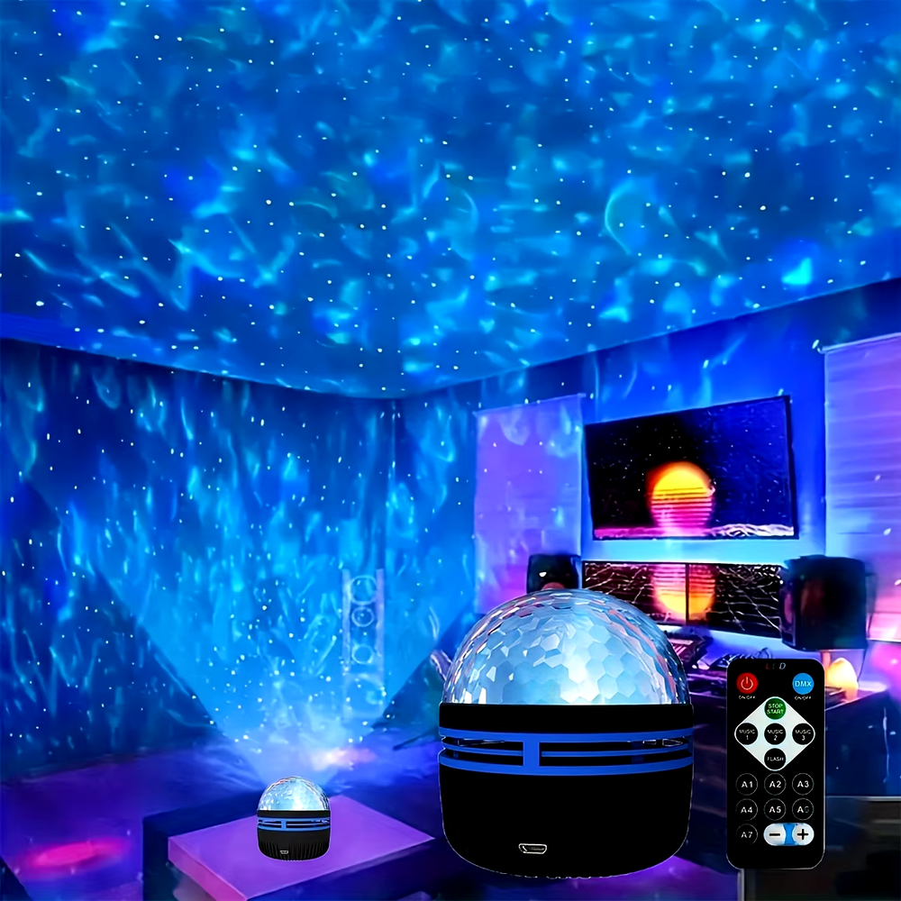 RGB LED Starry Ocean Wave Projector with Smart Remote for Home Decor