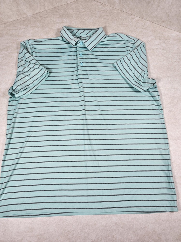 Men's XL Green Striped Performance Polo Shirt Pre-owned by Members Mark-image