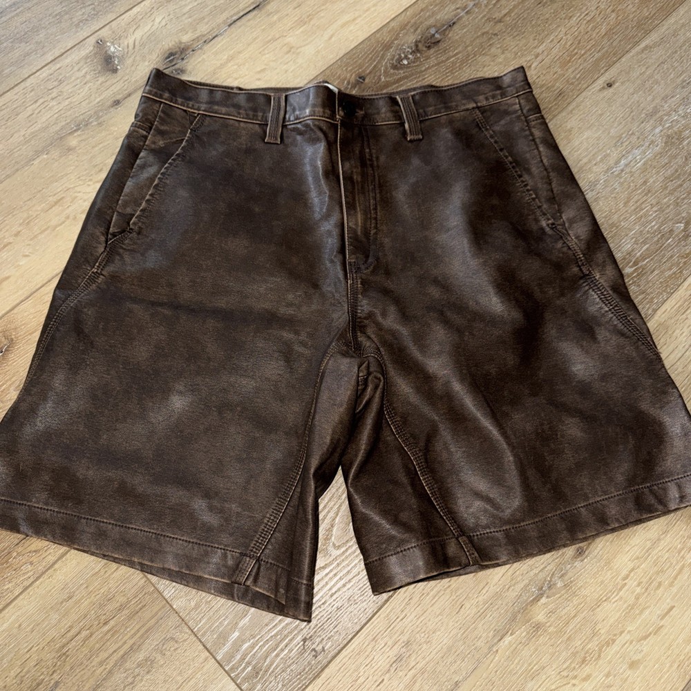 Free People Vegan Leather Long Shorts Women’s Sz 32 12 - 14 EUC