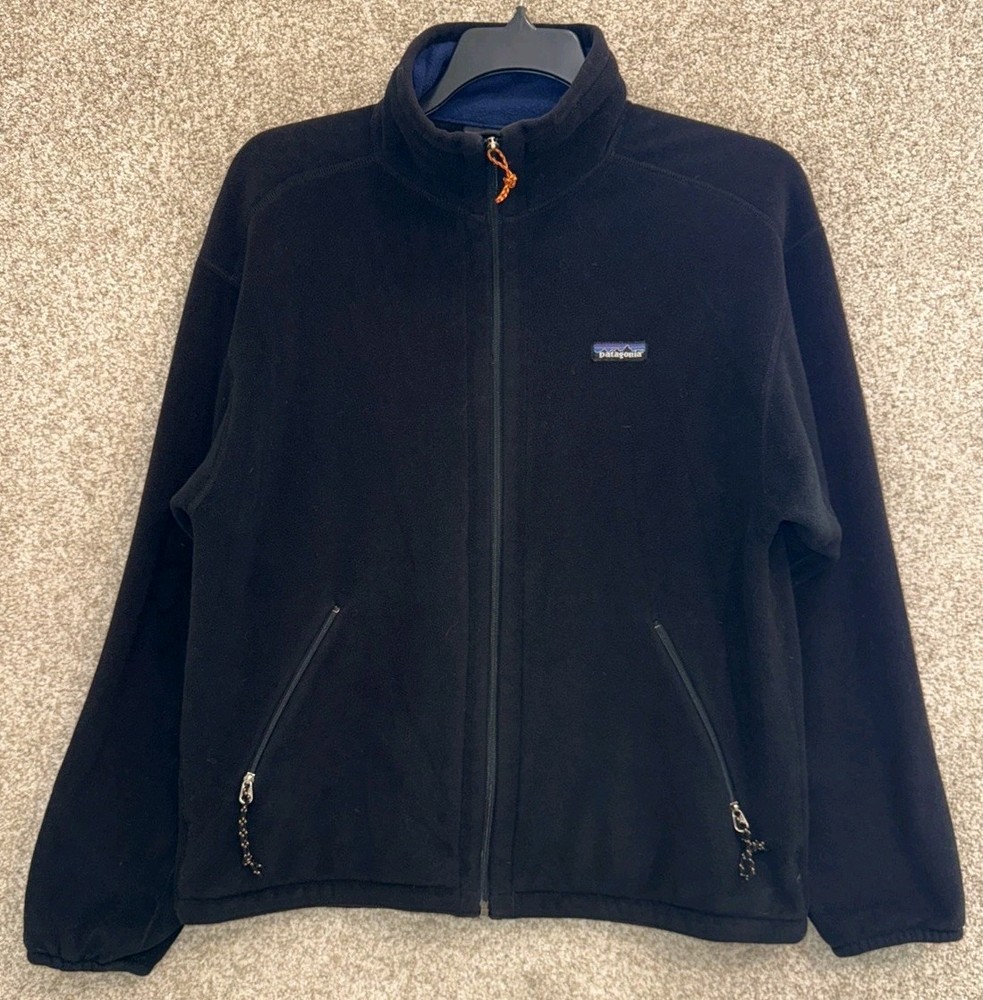 Vintage Patagonia Synchilla Black Fleece Full Zip Jacket Size M USA 25322
