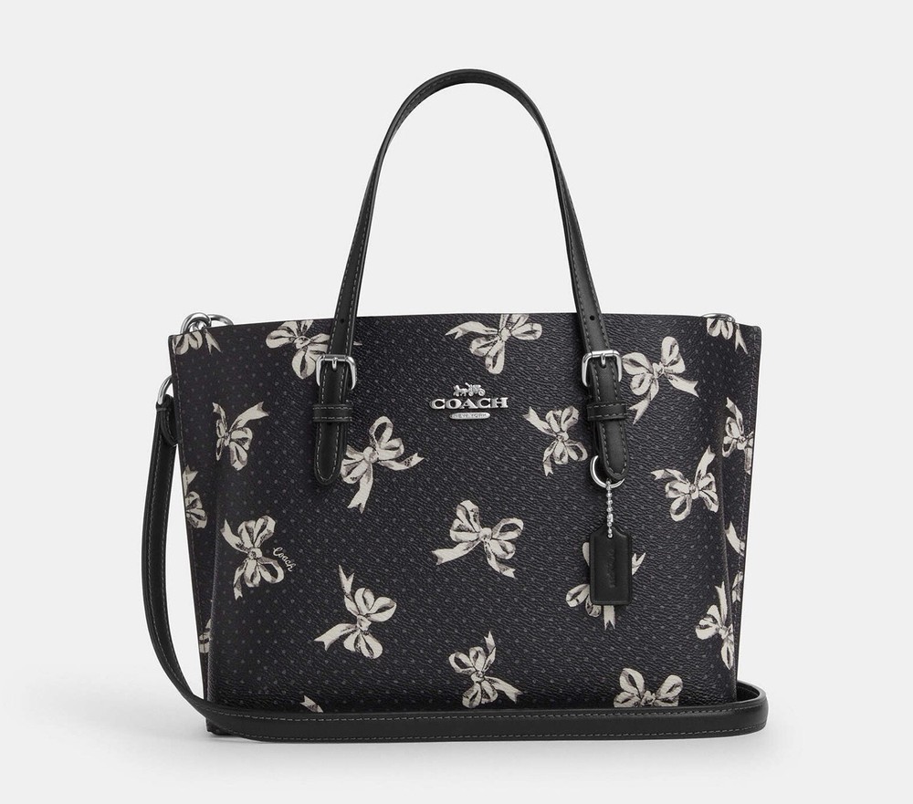 NWT Coach CY648 Mollie Tote 25 Signature Canvas Leather Bow Print