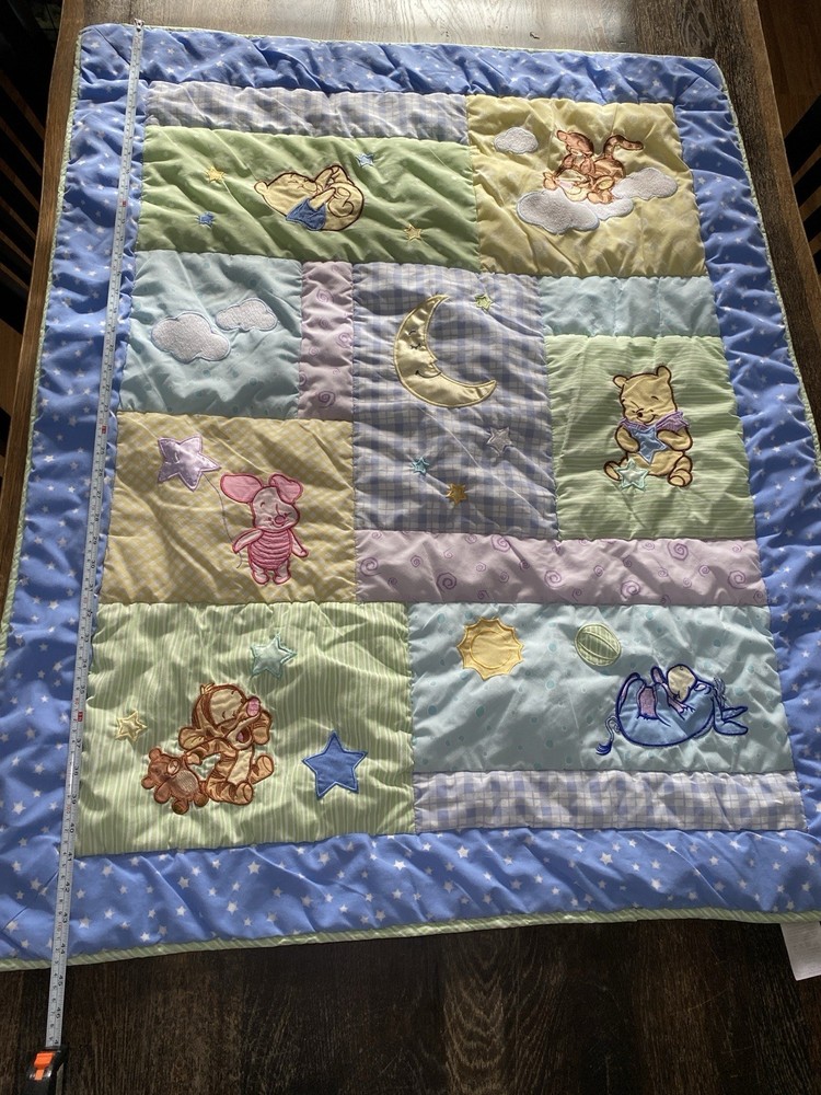 Vintage Winnie The Pooh Bedding Baby Crib Blanket Quilted Comforter Double Sided