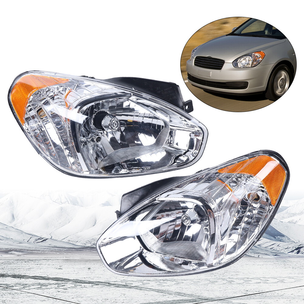 Pair For 2008-2011 Hyundai Accent 2007 2008 2009 2010 Headlights Lamps LH+RH