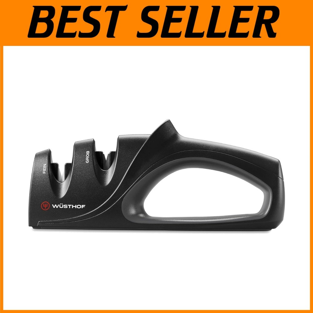 Professional 2-Stage Knife Sharpener with Ergonomic Grip - Sleek Black Design
