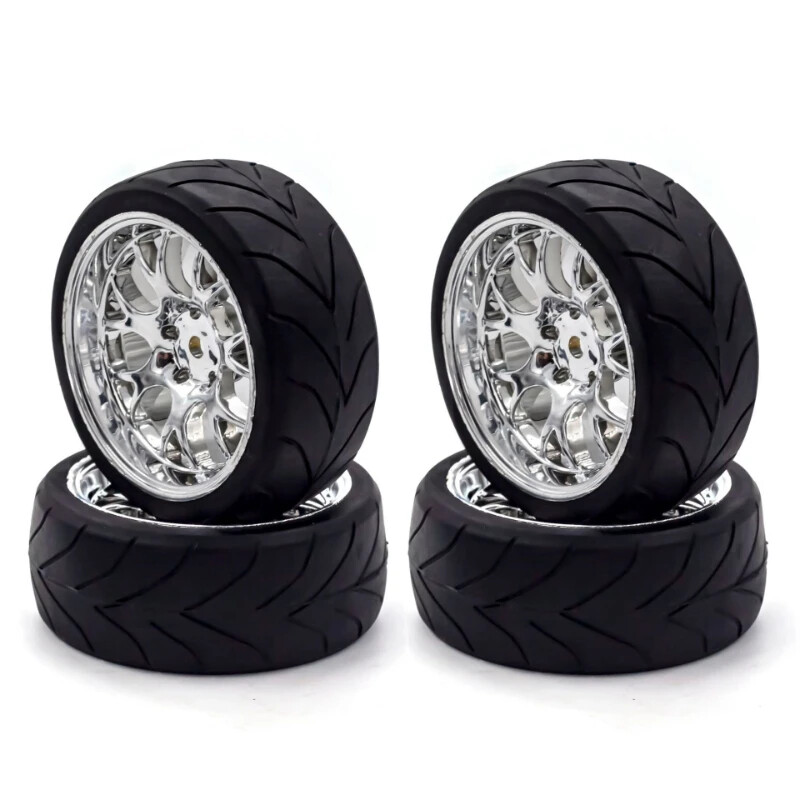 4PCS 66mm 1/10 On Road Tires & Wheels Rims 12mm Hex Hub for Redcat HPI Tamiya D4