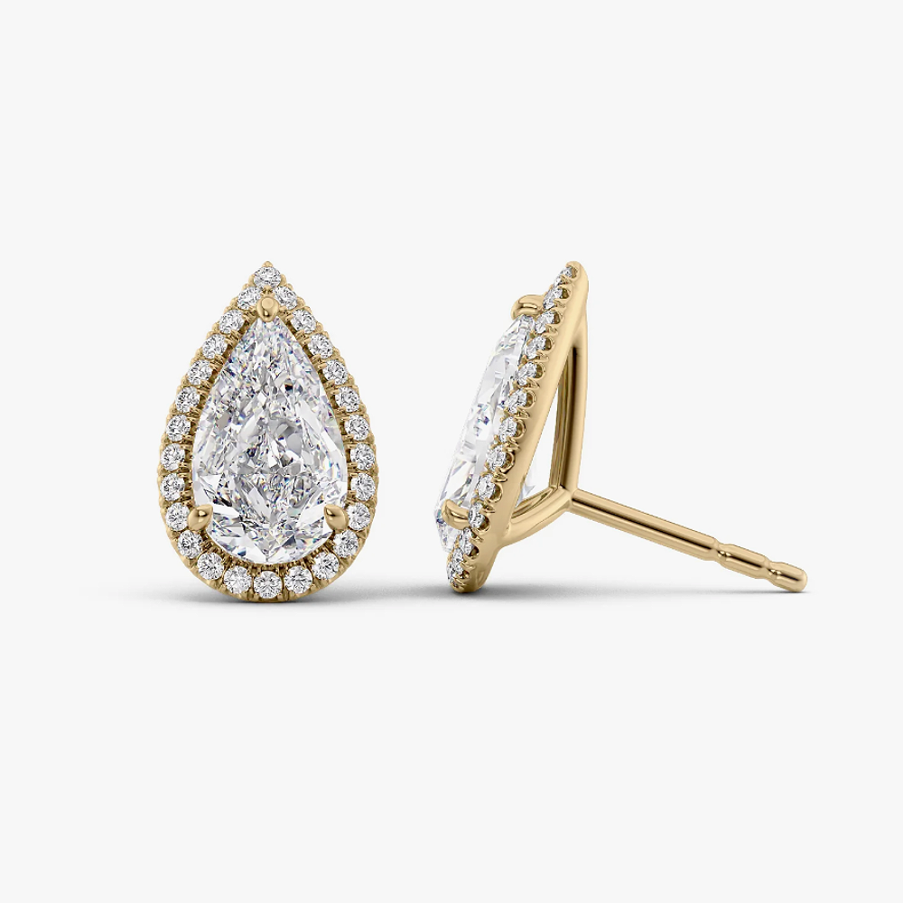 2.30 Ct Lab Created Pear Cut Diamond Stud Earrings 18K Yellow Gold IGI Certified