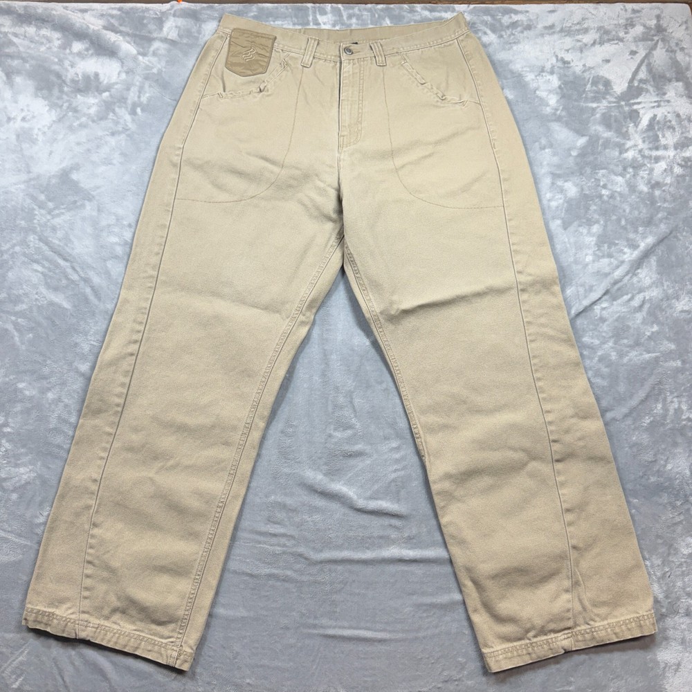 Vintage Rocawear Men's 38x32 Baggy Carpenter Jeans Y2K HipHop Khaki Denim