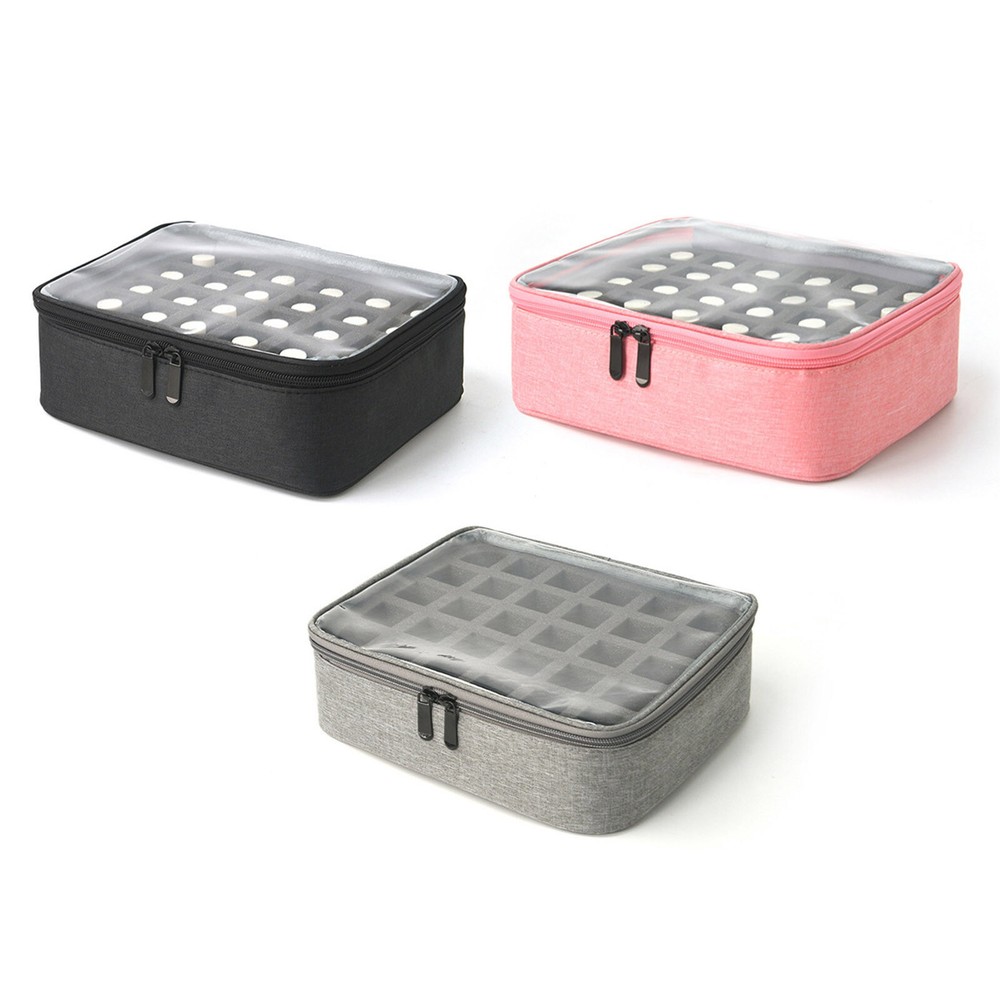 30-Bottle Portable Nail Polish Organizer with Clear Transparent Lid