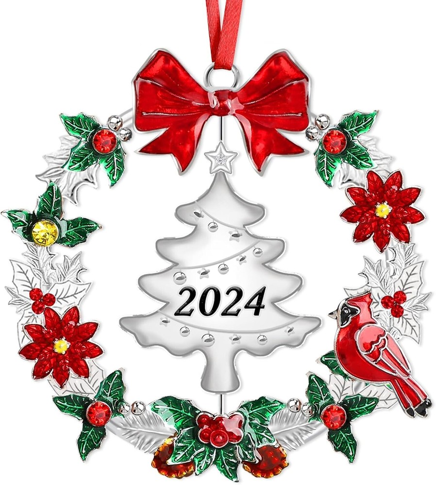 Christmas Ornament 2024 for Christmas Tree Decorations，Dated 2024 Christmas Wrea