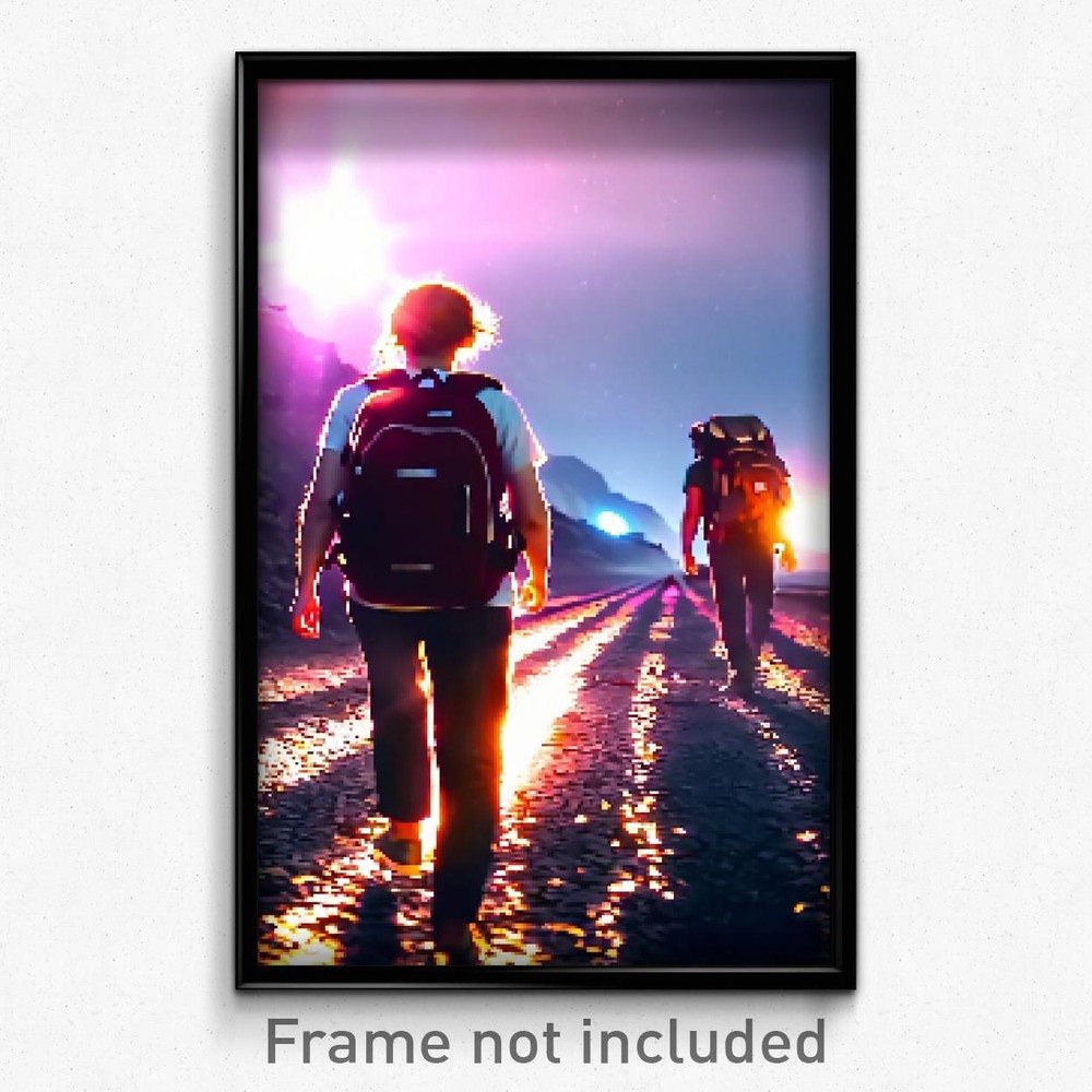 8 Bit Pixel Art Poster - Distant Backpack Psychedelic Trippy Gamer Print