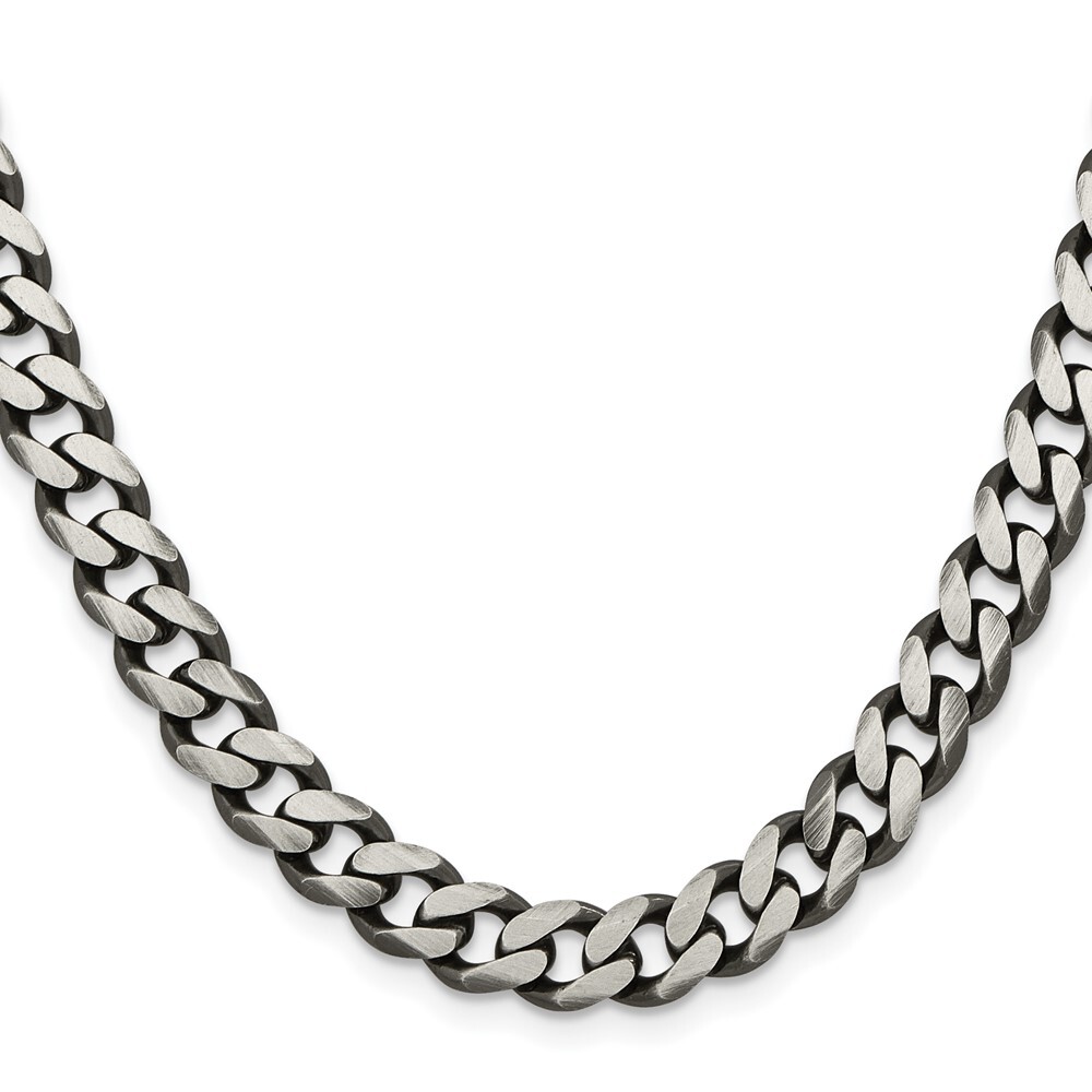 Sterling Silver Antiqued 9.3mm Curb Chain Necklace 18