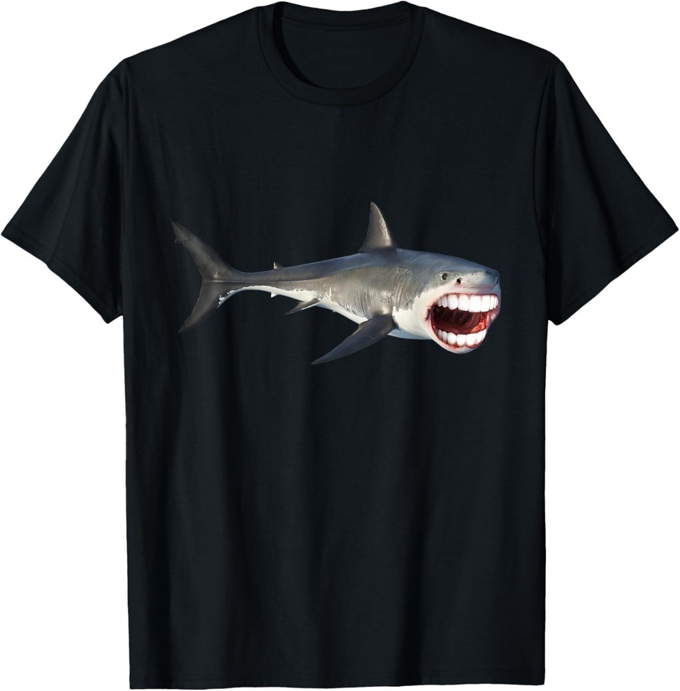 Great White With Human Teeth Funny Shark T-Shirt Hoodie