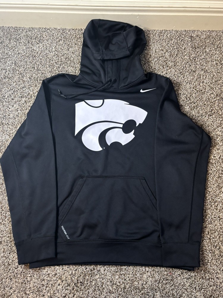 Black Nike K-State Wildcats Therma-Fit Hoodie Size M