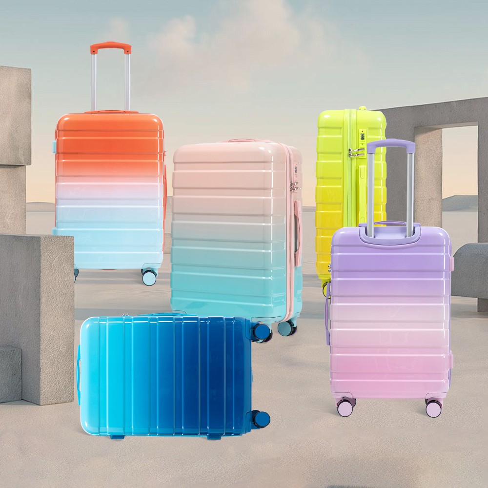 3-Piece PC Material Spinner Luggage Set Gradient Color Design W Combination Lock