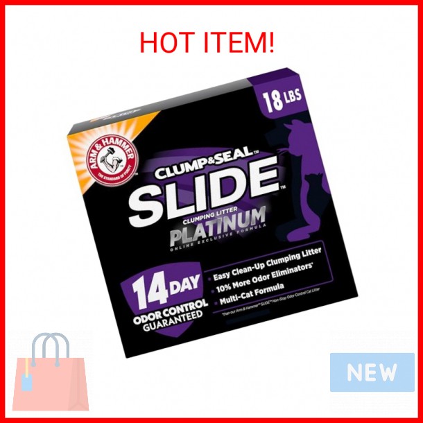 ARM & HAMMER Clump & Seal SLIDE Platinum Multi-Cat Clumping Litter for Easy Cleanup